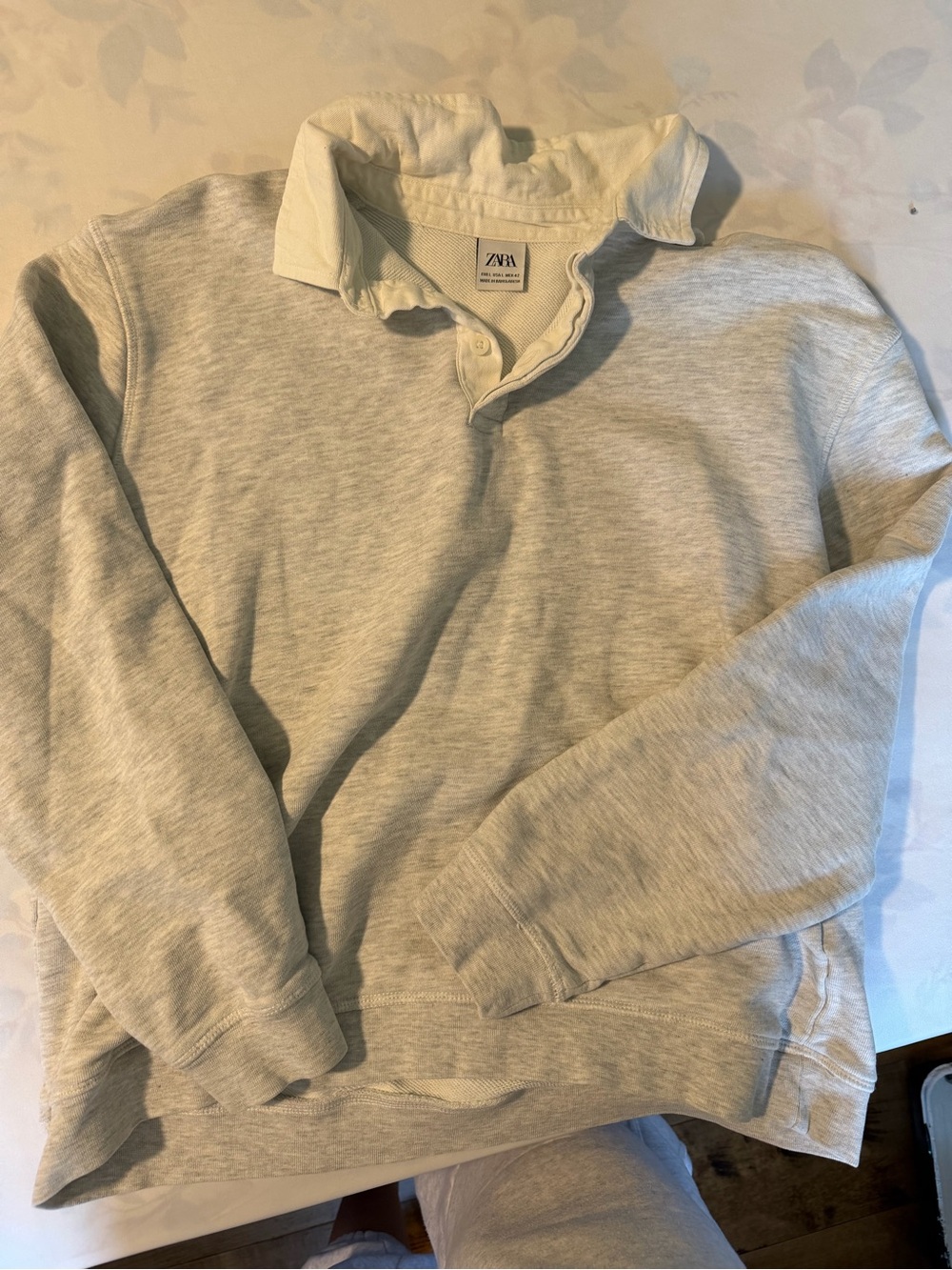 Zara Womens Light Gray Pullover Rugby Collar Sweater